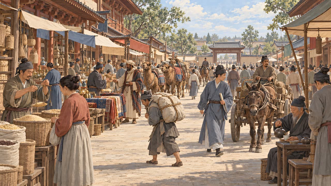 热闹的街市。
